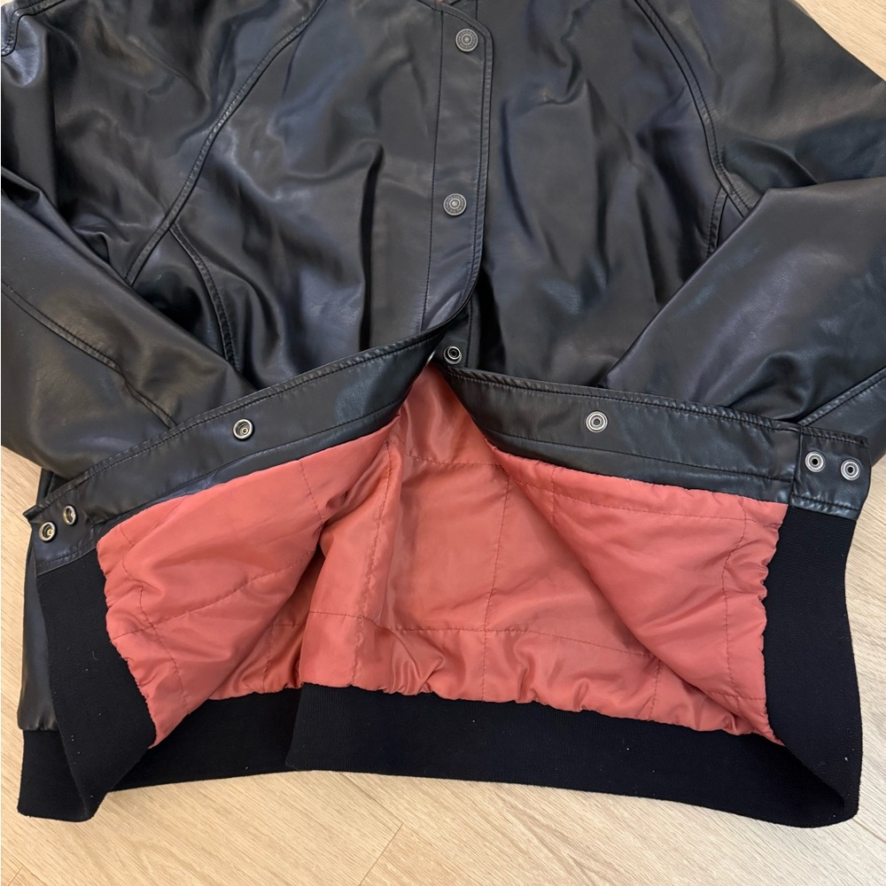 Free People Wild Rose Vegan Leather Bomber Jacket - Picture 6 of 9